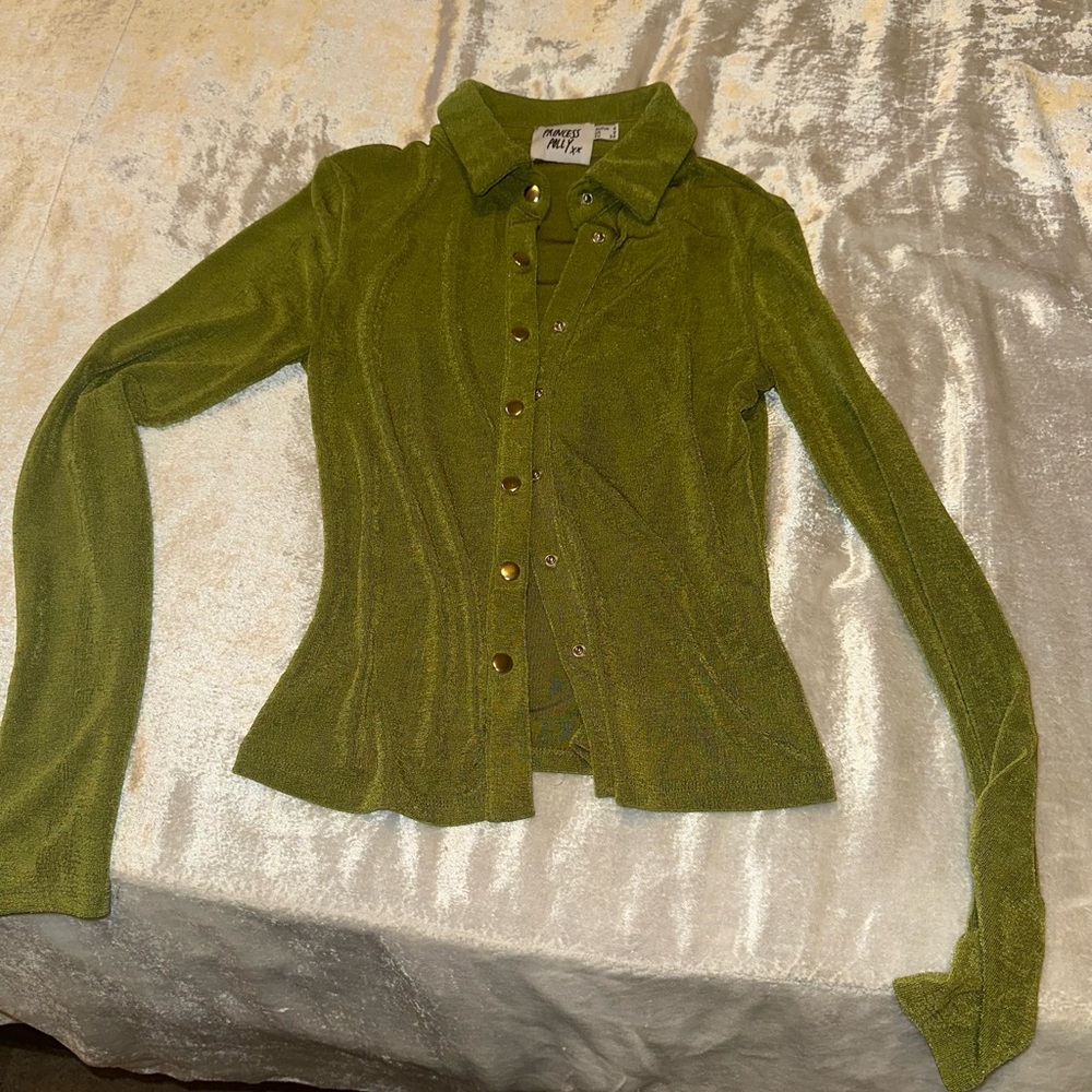 Princess Polly Olive Button Down Shirt